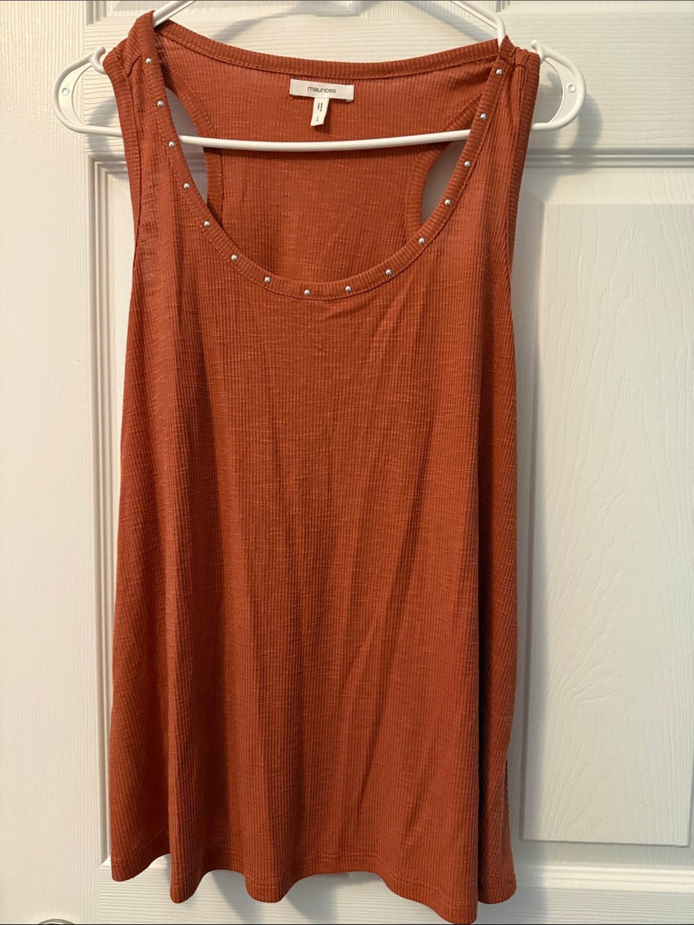 Maurices Burnt Orange Ribbed Tank with Stud Accents